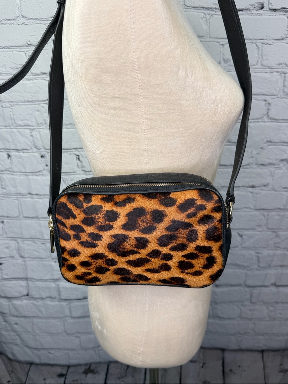 Talbots Leopard Print Calf Hair Crossbody Bag